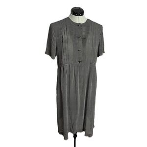 VTG 80s Does 50s Women's Sz S Sheer Black And White Grunge Button Front Dress